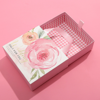 Projeto do armazenamento da gaveta das guardas-joias de Logo Printed Pink Custom Cardboard