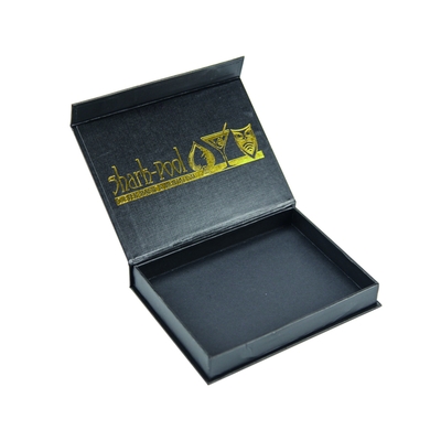 Eco Amigável Logotipo Impresso Personalizado Ouro Pacote de Estampagem Quente Caixa de Presente Preta Com Cobertura Magnética