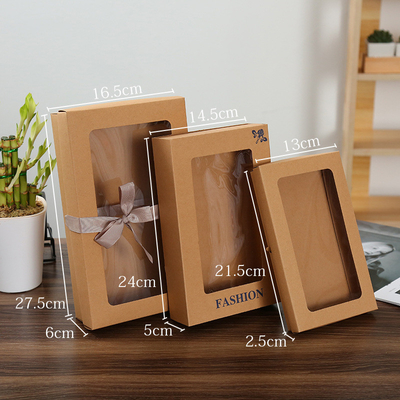 Saco de papel decorativo de Kraft da caixa de presente do lenço da janela com laminação lustrosa da curva