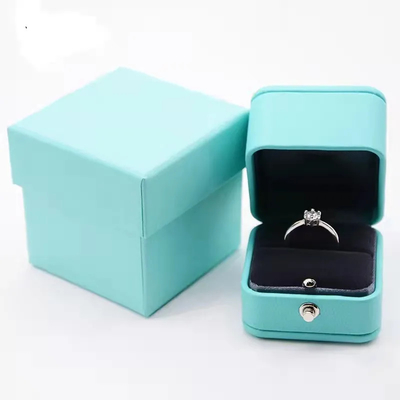 Caixa de embalagem de joias de anel de couro PU Custom LOGO Design 2 em 1 Wholesale