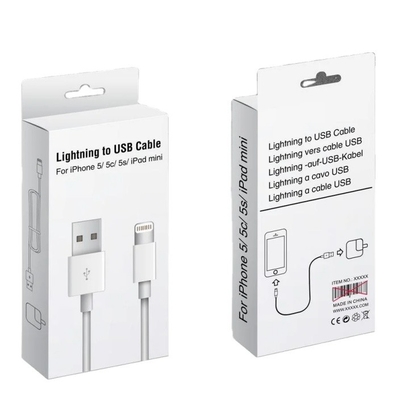 Caixa de papel personalizada Spot UV USB Cable Charger Cable de dados Design de caixa de embalagem