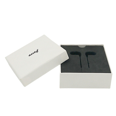 Caixa de embalagem eletrônica para fones de ouvido Caixa de embalagem em papel branco Logotipo personalizado