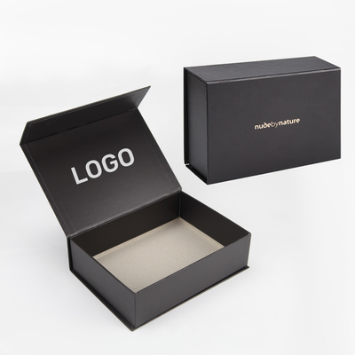 Logotipo personalizado Caixa de presente em forma de livro negro magnética Pacote de papelão rígido para cosméticos