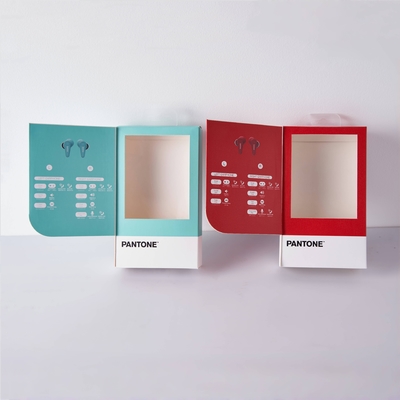 Caixas de papel eletrónico personalizado logotipo para fones de ouvido caixa de embalagem com PVC Wind