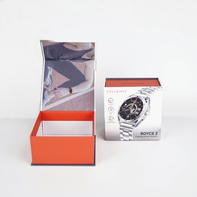 Impressão de logotipo personalizado revestimento UV Matt Lamination Rigid Watch Packing Flip Box Caixa de embalagem de presente magnética