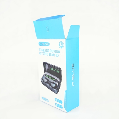 Logotipo personalizado Caixas de presente de papel pequeno dobrável Caixa de embalagem de fones de ouvido Bluetooth sem fio