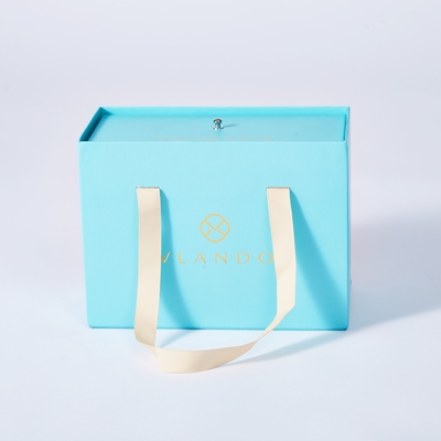 Embalagem de luxo Caixa de gaveta deslizante azul Bolsas personalizáveis Caixa-presente