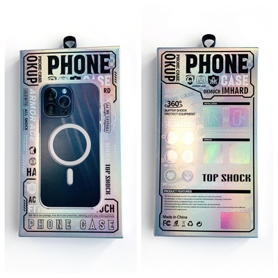 Em estoque Laser prata Caixa de papelão Caixa de embalagem telefone celular Caixa de caixa com bandeja de bolhas para iphone 16 promax