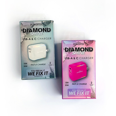 Caixa dobrável prateada a laser de fábrica para carregador USB, cabo de carregamento, embalagem com gancho para loja de varejo