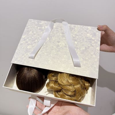Caixa de Presente Deslizante Rígida com Textura 3D de Luxo Personalizada para Extensões de Cabelo Humano, Perucas, Caixas de Papel e Embalagens