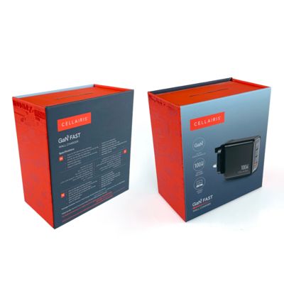 Baixo MOQ Carregador de fecho magnético Adaptador Caixas de embalagem Componentes eletrônicos Caixa de papel de embalagem com ganchos